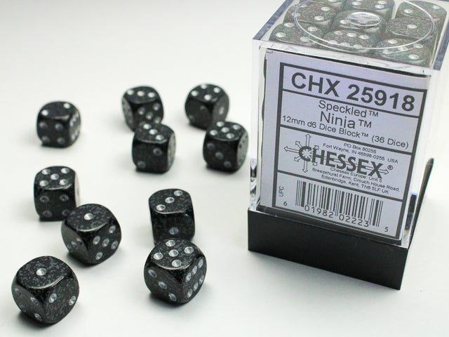 Chessex Dice - Speckled Ninja d6 Dice Block (36 Dice)