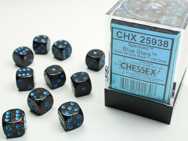 Chessex Dice - Speckled Blue Stars d6 Dice Block (36 Dice)