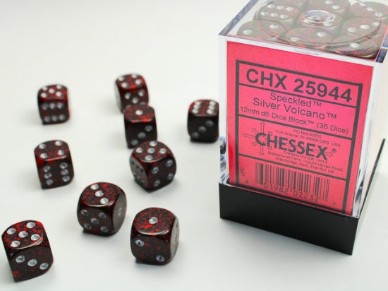 Chessex Dice - Speckled Silver Volcano d6 Dice Block (36 Dice)