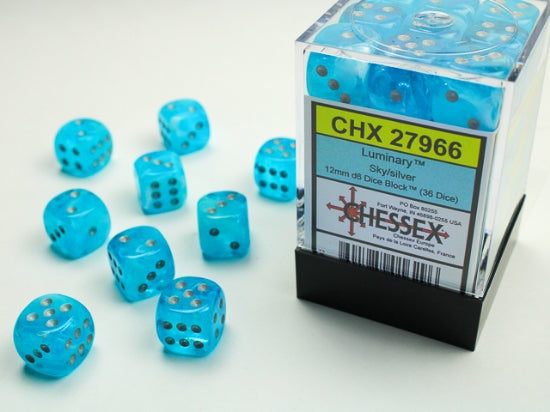 Chessex Dice - Luminary Sky/silver d6 Dice Block (36 Dice)