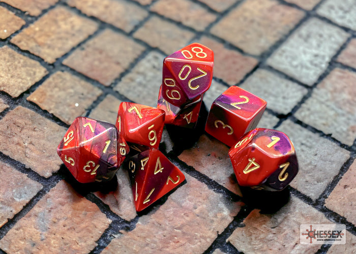 Chessex Dice - Gemini Purple-Red/Gold Polyhedral 7-Die Set