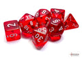 Chessex Dice - Translucent Red/White Polyhedral 7-Die Set