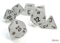 Chessex Dice - Frosted Clear/Black Polyhedral 7-Die Set