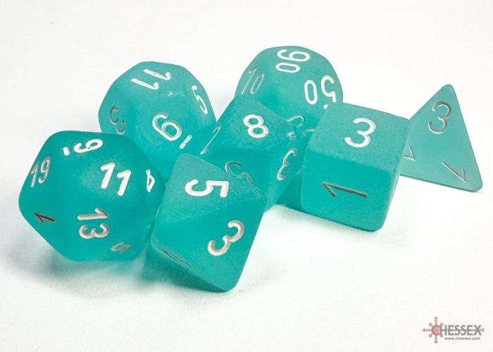 Chessex Dice - Frosted Teal/White Polyhedral 7-Die Set