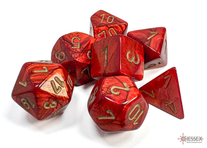 Chessex Dice - Scarab Scarlet/Gold Polyhedral 7-Die Set