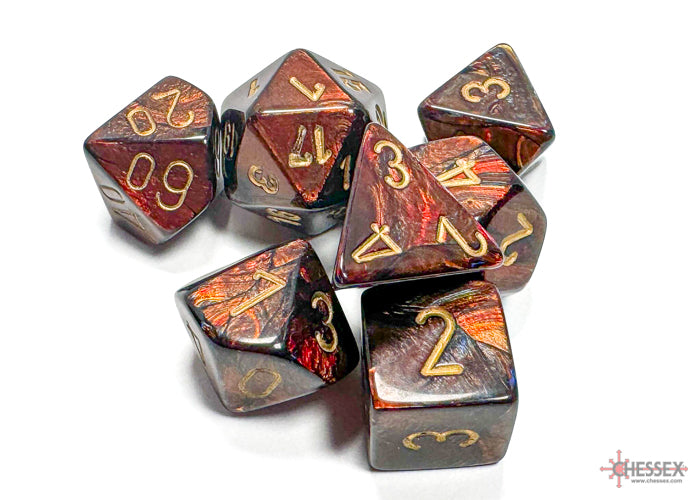Chessex Dice - Scarab Blue Blood/Gold Polyhedral 7-Die Set