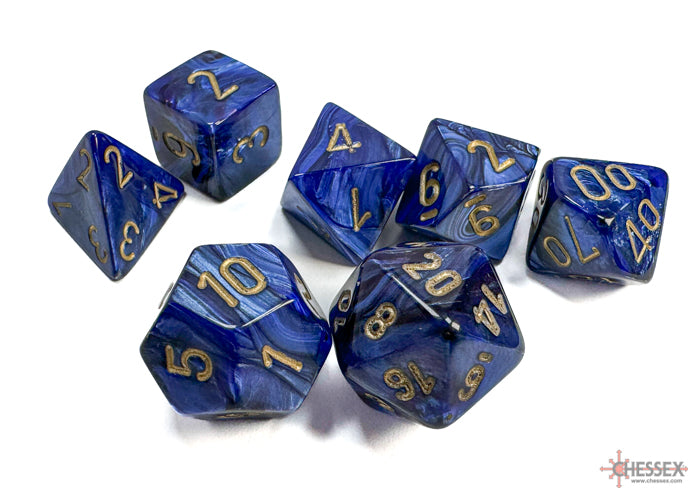 Chessex Dice - Scarab Royal Blue/Gold Polyhedral 7-Die Set