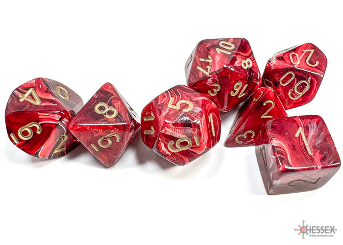Chessex Dice - Vortex Burgundy/Gold Polyhedral 7-Die Set