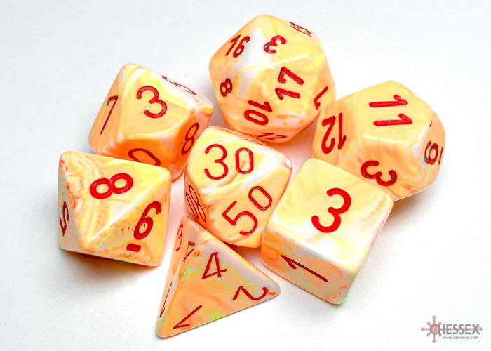 Chessex Dice - Festive Sunburst/Red Polyhedral 7-Die Set