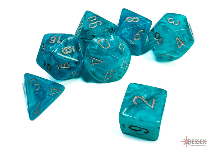 Chessex Dice - Circus Aqua/Silver Polyhedral 7-Die Set