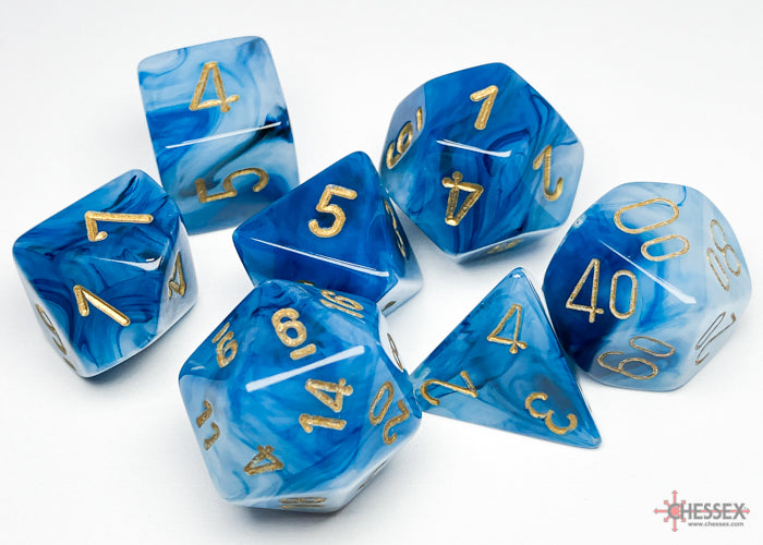 Chessex Dice - Phantom Teal/Gold Polyhedral 7-Die Set