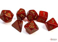 Chessex Dice - Glitter Ruby/Gold Polyhedral 7-Die Set
