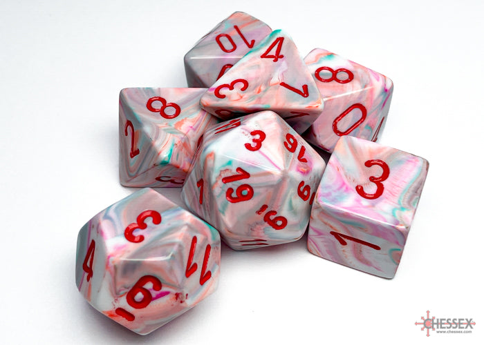 Chessex Dice - Festive Pop Art/Red Polyhedral 7-Die Set