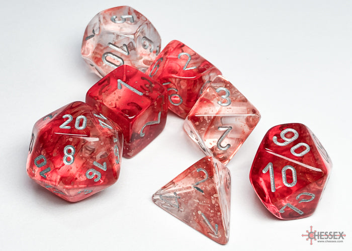 Chessex Dice - Nebula Red/Silver Polyhedral 7-Die Set