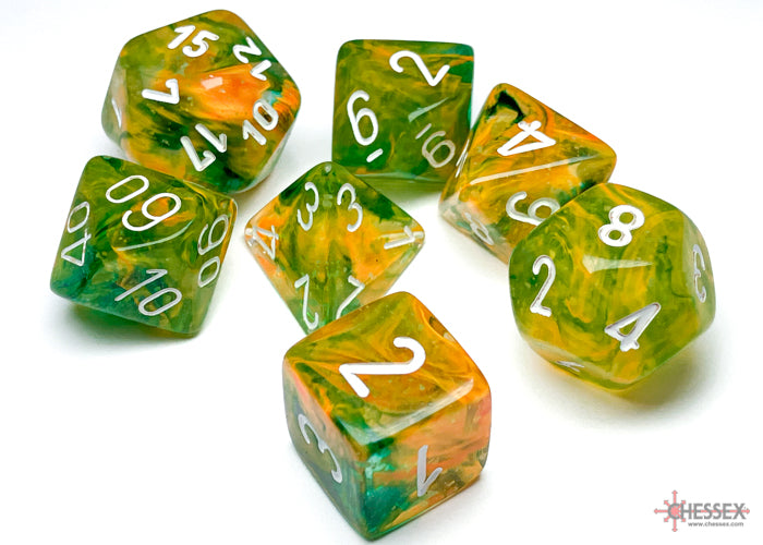 Chessex Dice - Nebula Spring/White Polyhedral 7-Die Set