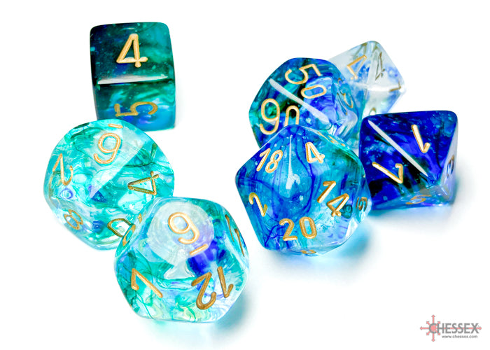 Chessex Dice - Nebula Oceanic/Gold Polyhedral 7-Die Set