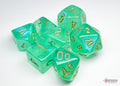 Chessex Dice - Borealis Light Green/Gold Polyhedral 7-Die Set