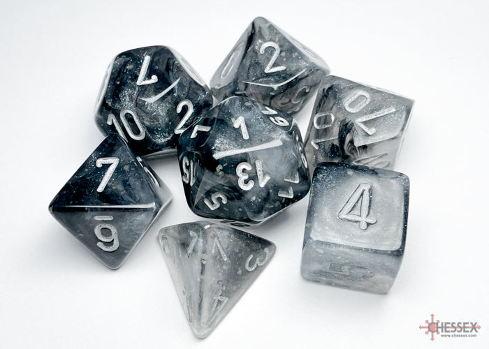 Chessex Dice - Borealis Light Smoke/Silver Polyhedral 7-Die Set