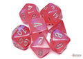 Chessex Dice - Borealis Pink/Silver Polyhedral 7-Die Set