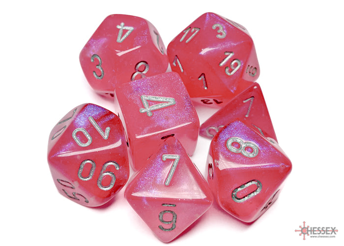 Chessex Dice - Borealis Pink/Silver Polyhedral 7-Die Set