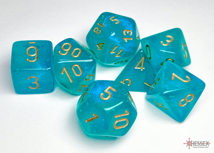 Chessex Dice - Borealis Teal/Gold Polyhedral 7-Die Set