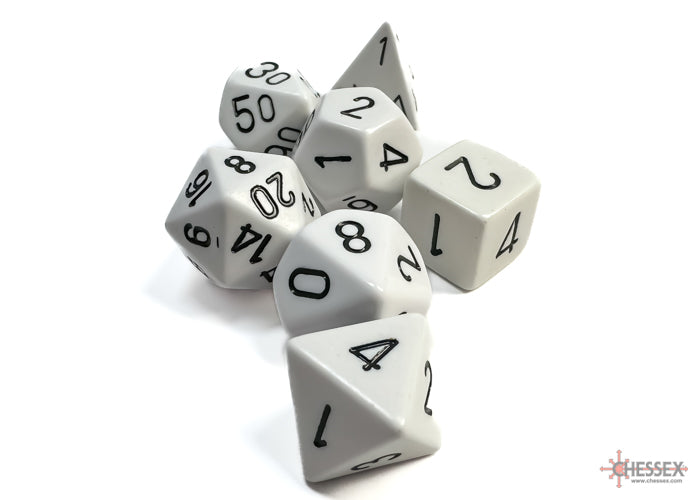 Chessex Dice - Opaque White/Black Polyhedral 7-Die Set