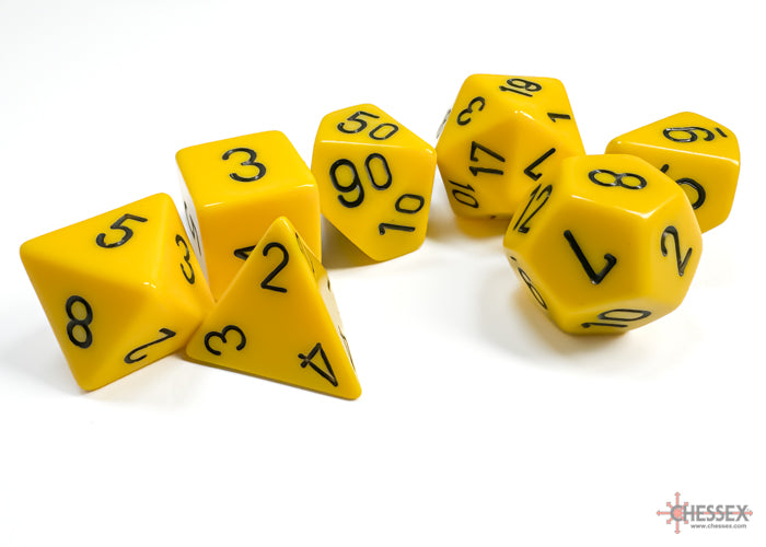 Chessex Dice - Opaque Yellow/Black Polyhedral 7-Die Set