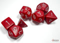 Chessex Dice - Opaque Red/White Polyhedral 7-Die Set