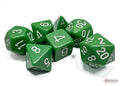 Chessex Dice - Opaque Green/White Polyhedral 7-Die Set