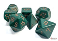 Chessex Dice - Opaque Dusty Green/Copper Polyhedral 7-Die Set