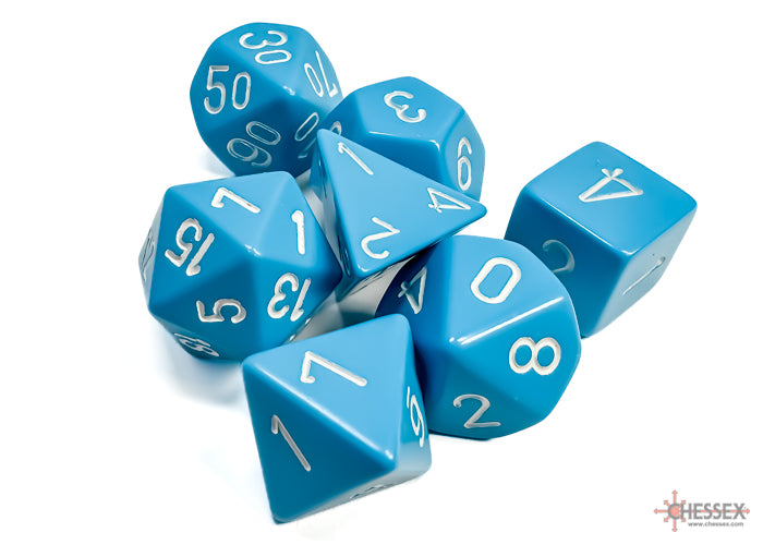 Chessex Dice - Opaque Light Blue/White Polyhedral 7-Die Set