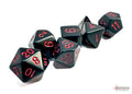 Chessex Dice - Opaque Black/Red Polyhedral 7-Die Set