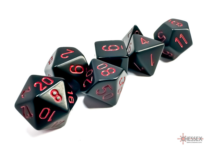 Chessex Dice - Opaque Black/Red Polyhedral 7-Die Set
