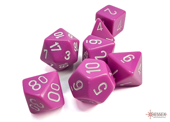 Chessex Dice - Opaque Light Purple/White Polyhedral 7-Die Set