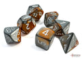 Chessex Dice - Gemini Copper-Steel/White Polyhedral 7-Die Set