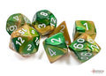 Chessex Dice - Gemini Gold-Green/White Polyhedral 7-Die Set