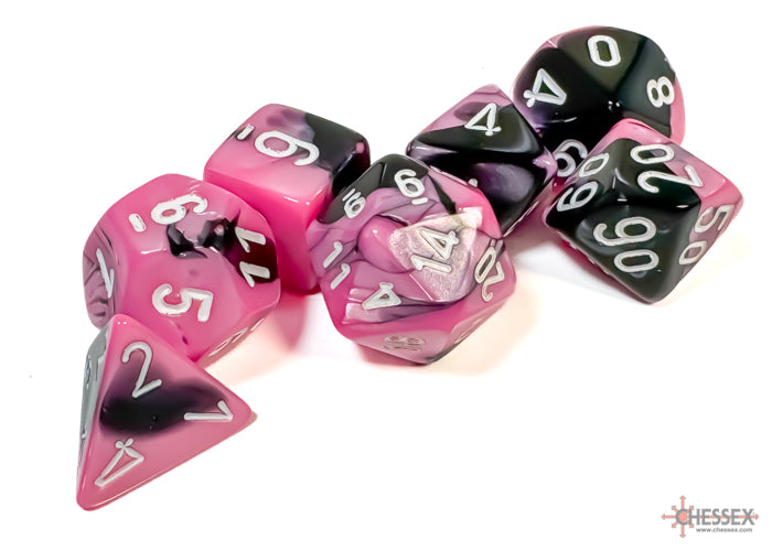 Chessex Dice - Gemini Black-Pink/White Polyhedral 7-Die Set