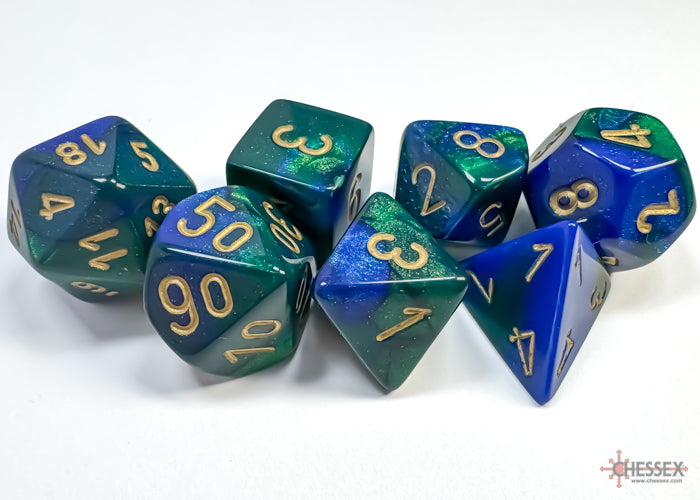 Chessex Dice - Gemini Blue-Green/Gold Polyhedral 7-Die Set