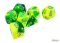 Chessex Dice - Gemini Green-Yellow/Silver Polyhedral 7-Die Set