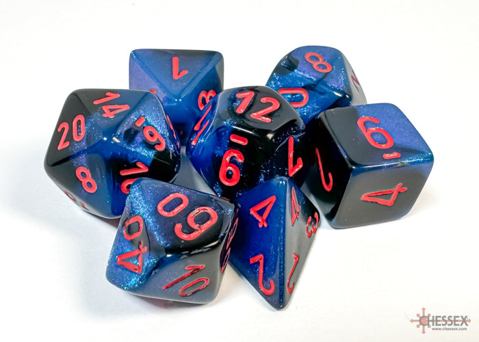 Chessex Dice - Gemini Black-Starlight/Red Polyhedral 7-Die Set