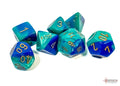 Chessex Dice - Gemini Blue-Teal/Gold Polyhedral 7-Die Set