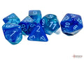 Chessex Dice - Gemini Blue-Blue/Light Blue Polyhedral 7-Die Set