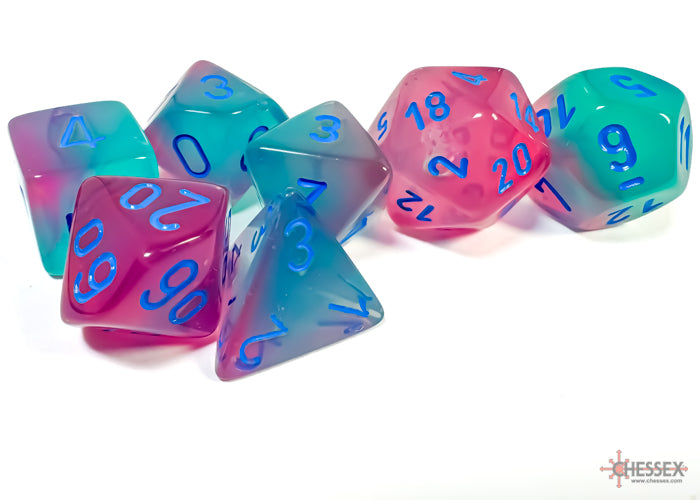 Chessex Dice - Gemini Gel Green-Pink/Blue Polyhedral 7-Die Set