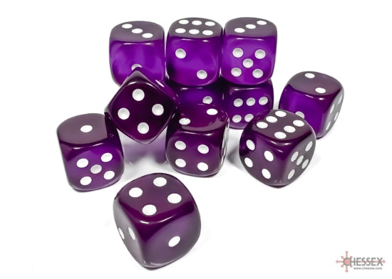 Chessex Dice - Translucent Purple/white d6 Dice Block (12 Dice)