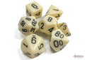 Chessex Dice - Opaque Ivory/Black Polyhedral 7-Die Set