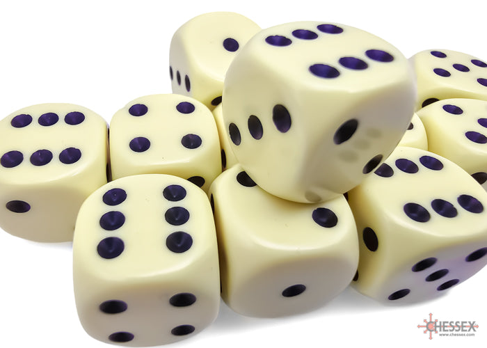Chessex Dice - Opaque Pastel Yellow/black d6 Dice Block (12 Dice)