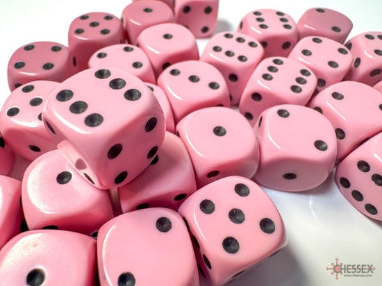 Chessex Dice - Opaque Pink/white d6 Dice Block (36 Dice)