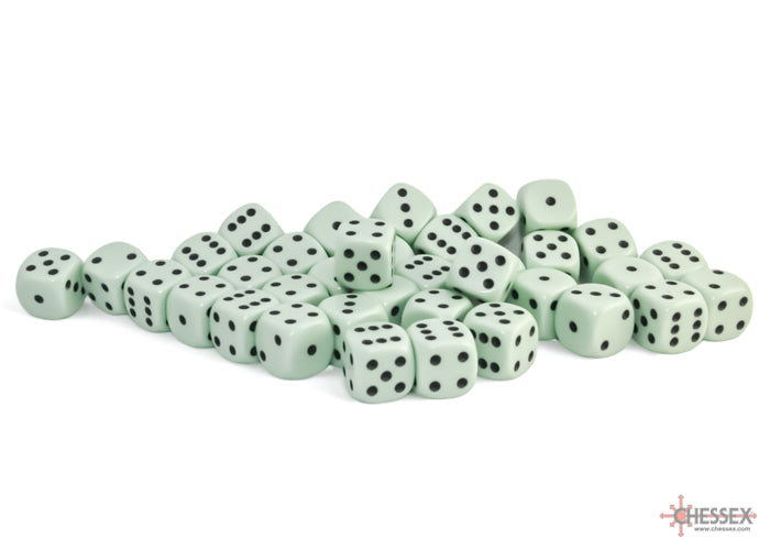 Chessex Dice - Opaque Pastel Green/black d6 Dice Block (36 Dice)