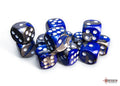 Chessex Dice - Gemini Blue-Steel/White 16mm d6 Dice Block (12 Dice)