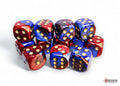 Chessex Dice - Gemini Blue-Red/Gold 16mm d6 Dice Block (12 Dice)